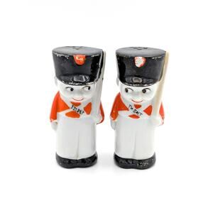 Vintage Japanese Toy Soldier Salt Pepper Shakers Porcelain Novelty Retro Kitsch